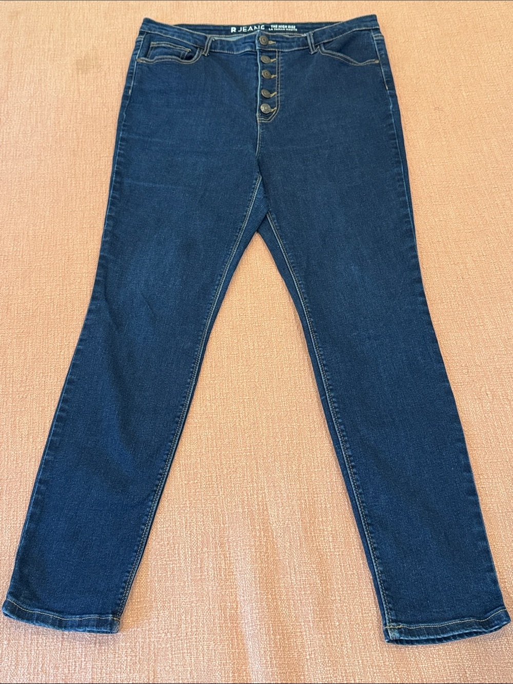 W33L29 high rise wm’s Dark Blue stretchy Skinny Jeans with Button Fly